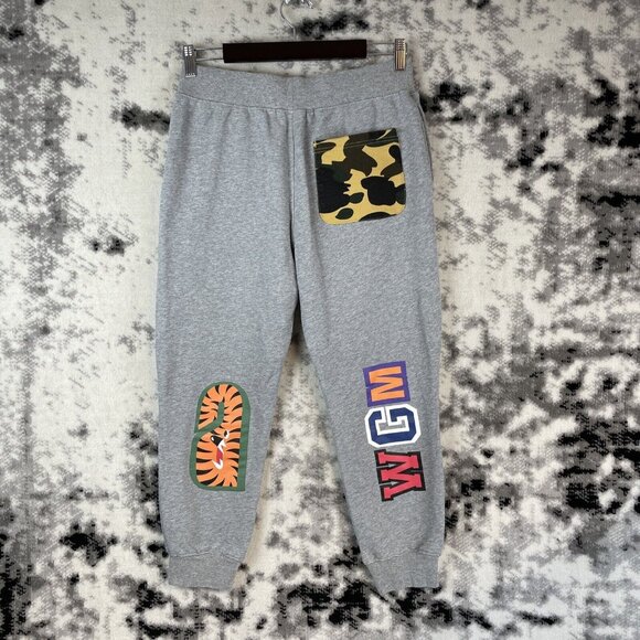 A Bathing Ape Shark Jogger Adult Size Large Gray Cotton Grunge Skater - Picture 3 of 11